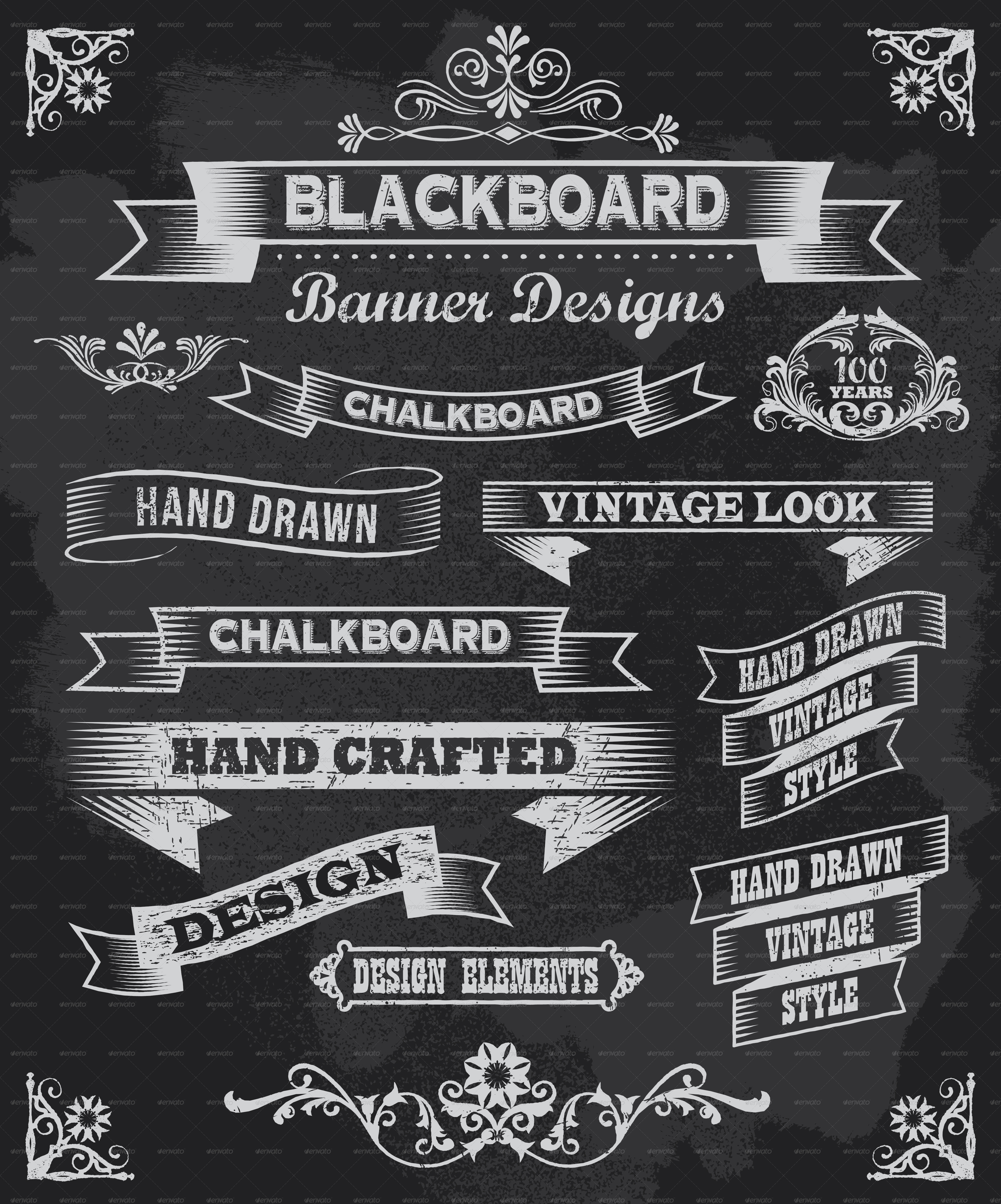 Chalkboard Calligraphy Banners by rtguest GraphicRiver